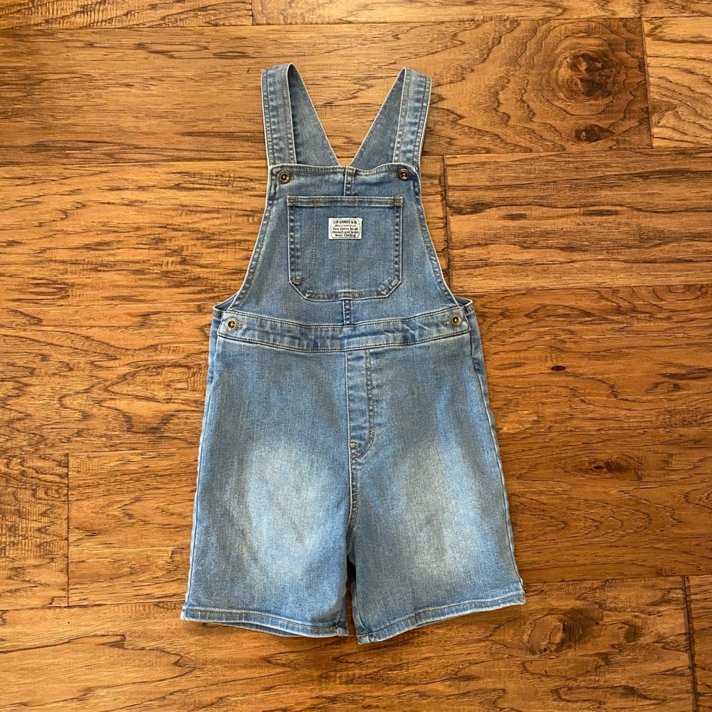 Levis Kids Denim Shortalls Light Wash Blue Bib Overalls Size 6 Regular